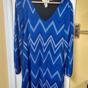Blue & White long sleeve dress